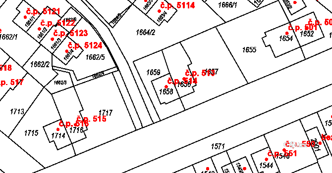 Zruč nad Sázavou 514 na parcele st. 1658 v KÚ Zruč nad Sázavou, Katastrální mapa