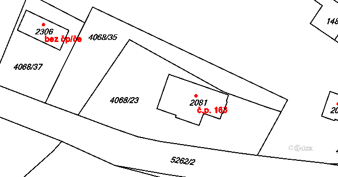 Mariánská 163, Jáchymov na parcele st. 2081 v KÚ Jáchymov, Katastrální mapa
