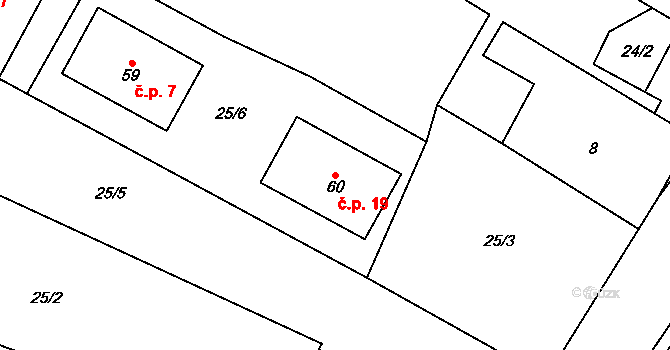 Kobylníky 19, Klobuky na parcele st. 60 v KÚ Kobylníky, Katastrální mapa