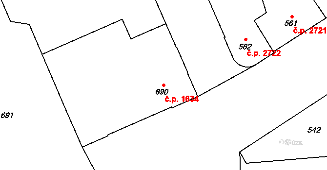 Kladno 1634 na parcele st. 690 v KÚ Kladno, Katastrální mapa