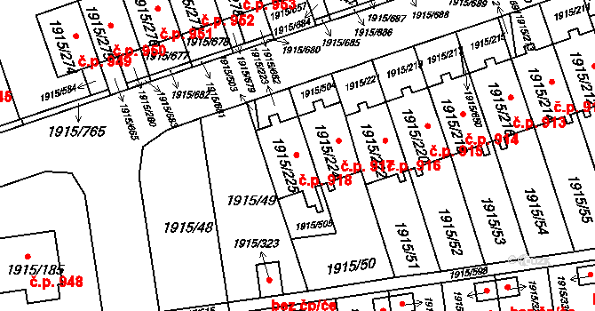 Třeboň II 918, Třeboň na parcele st. 1915/225 v KÚ Třeboň, Katastrální mapa