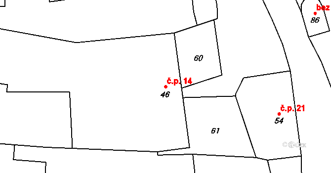 Loučka 14 na parcele st. 46 v KÚ Loučka u Bílska, Katastrální mapa