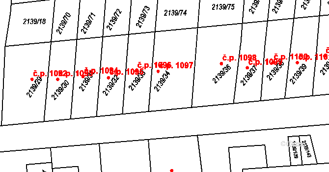 Lovosice 1097 na parcele st. 2139/34 v KÚ Lovosice, Katastrální mapa