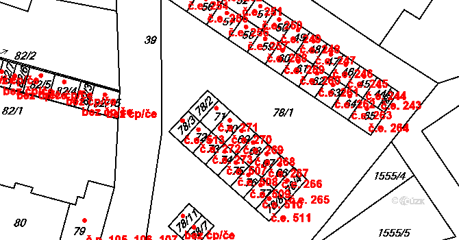 Miřetice u Klášterce nad Ohří 270, Klášterec nad Ohří na parcele st. 70 v KÚ Miřetice u Klášterce nad Ohří, Katastrální mapa