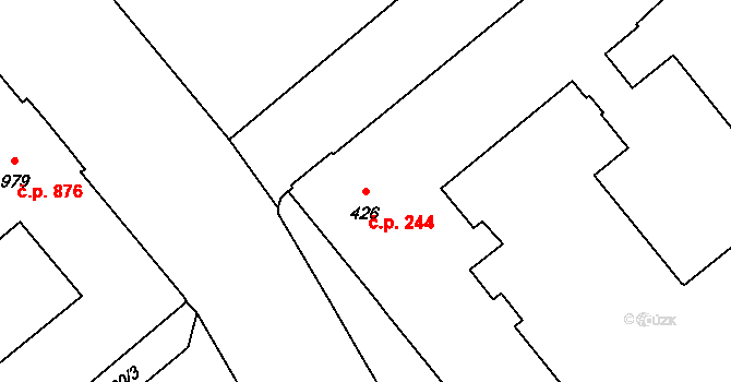 Pelhřimov 244 na parcele st. 426 v KÚ Pelhřimov, Katastrální mapa