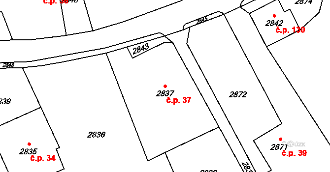 Košatka 37, Stará Ves nad Ondřejnicí na parcele st. 2837 v KÚ Košatka nad Odrou, Katastrální mapa