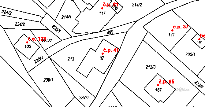 Dolní Nemojov 41, Nemojov na parcele st. 37 v KÚ Dolní Nemojov, Katastrální mapa