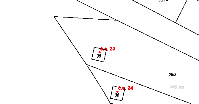 Malý Ratmírov 23, Blažejov na parcele st. 35 v KÚ Malý Ratmírov, Katastrální mapa