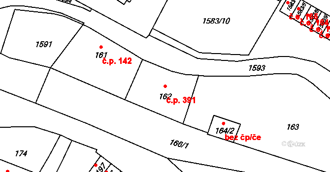Rumburk 2-Horní Jindřichov 391, Rumburk na parcele st. 162 v KÚ Horní Jindřichov, Katastrální mapa