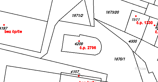 Dvůr Králové nad Labem 2796 na parcele st. 4209 v KÚ Dvůr Králové nad Labem, Katastrální mapa