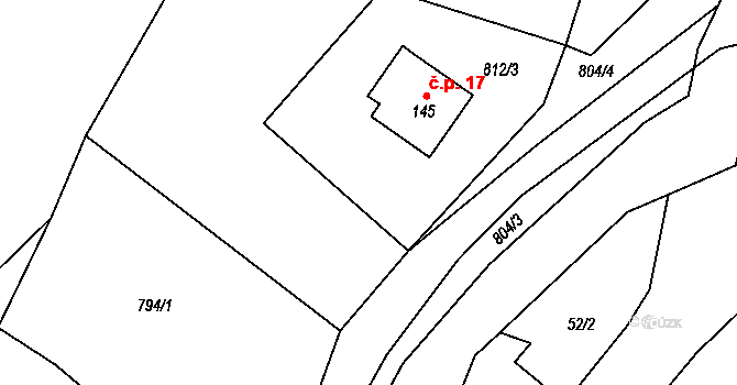 Arnultovice 17, Rudník na parcele st. 145 v KÚ Arnultovice, Katastrální mapa