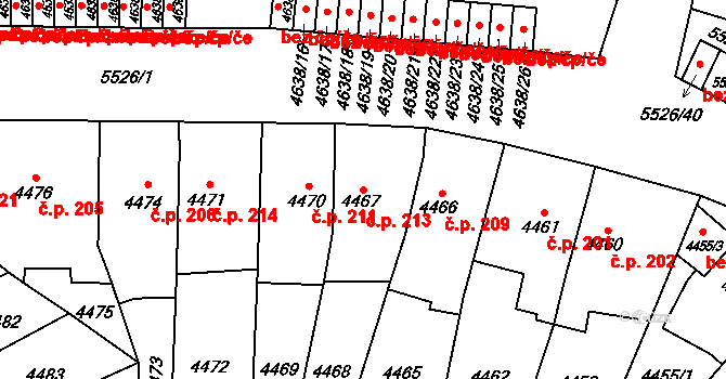 Doudlevce 213, Plzeň na parcele st. 4467 v KÚ Plzeň, Katastrální mapa