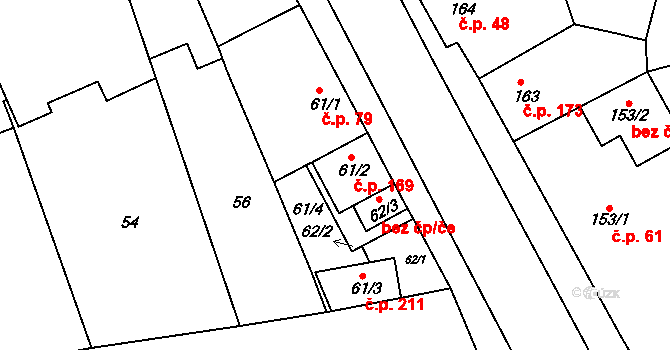 Sobotovice 169 na parcele st. 61/2 v KÚ Sobotovice, Katastrální mapa