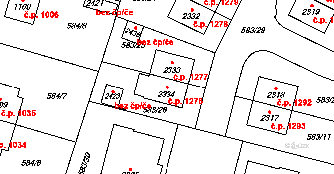 Třebechovice pod Orebem 1276 na parcele st. 2334 v KÚ Třebechovice pod Orebem, Katastrální mapa