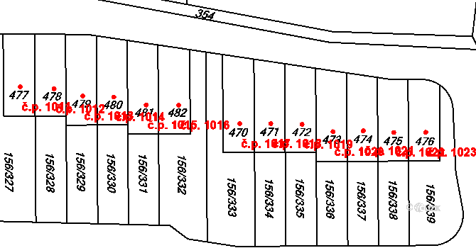 Velké Přílepy 1017 na parcele st. 470 v KÚ Velké Přílepy, Katastrální mapa