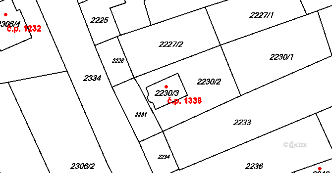 Slavíkovice 1338, Rousínov na parcele st. 2230/3 v KÚ Rousínov u Vyškova, Katastrální mapa