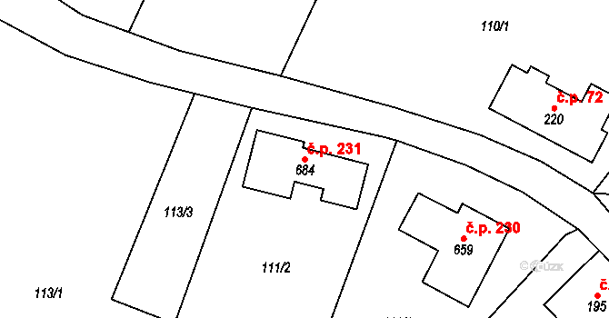 Mašov 231, Turnov na parcele st. 684 v KÚ Mašov u Turnova, Katastrální mapa