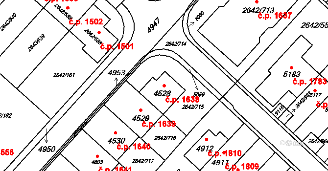 Kuřim 1638 na parcele st. 4528 v KÚ Kuřim, Katastrální mapa