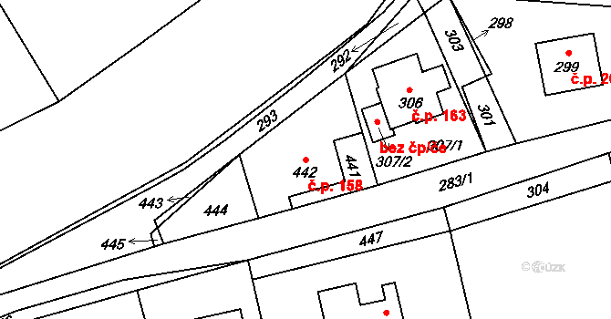 Loučky 158, Zátor na parcele st. 442 v KÚ Loučky u Zátoru, Katastrální mapa