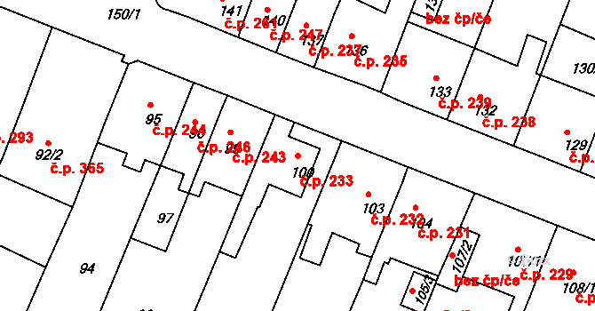 Pokratice 233, Litoměřice na parcele st. 100 v KÚ Pokratice, Katastrální mapa