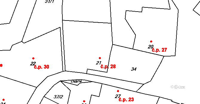 Olbramovice Ves 28, Olbramovice na parcele st. 21 v KÚ Olbramovice u Votic, Katastrální mapa