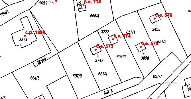 Náchod 573 na parcele st. 3743 v KÚ Náchod, Katastrální mapa