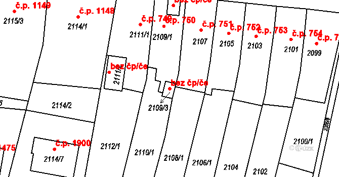 Benešov 39316998 na parcele st. 2109/3 v KÚ Benešov u Prahy, Katastrální mapa