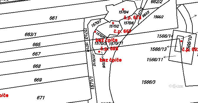 Brno 39484998 na parcele st. 1570/6 v KÚ Komárov, Katastrální mapa