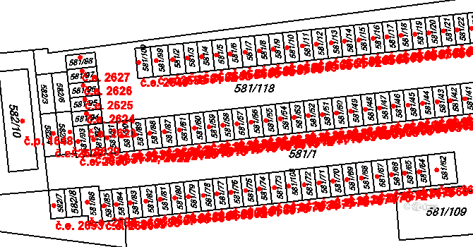 Bludovice 2613,2641, Havířov na parcele st. 581/57 v KÚ Bludovice, Katastrální mapa