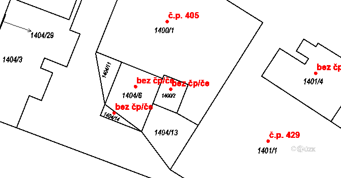 Fulnek 42793998 na parcele st. 1400/2 v KÚ Fulnek, Katastrální mapa