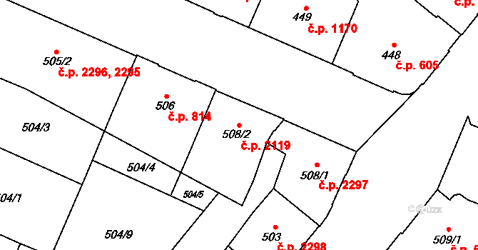 Předměstí 2119, Opava na parcele st. 508/2 v KÚ Opava-Předměstí, Katastrální mapa