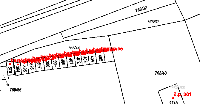 Merklín 46195998 na parcele st. 405 v KÚ Merklín u Přeštic, Katastrální mapa