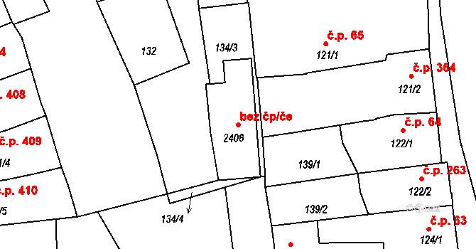 Milevsko 46201998 na parcele st. 2406 v KÚ Milevsko, Katastrální mapa