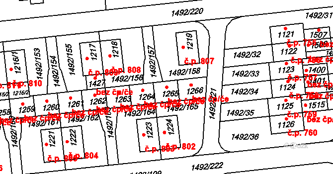 Svitavy 46415998 na parcele st. 1265 v KÚ Čtyřicet Lánů, Katastrální mapa