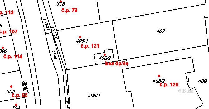 Žďár nad Sázavou 47086998 na parcele st. 406/2 v KÚ Zámek Žďár, Katastrální mapa
