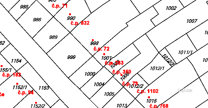 Nivnice 263 na parcele st. 1001 v KÚ Nivnice, Katastrální mapa
