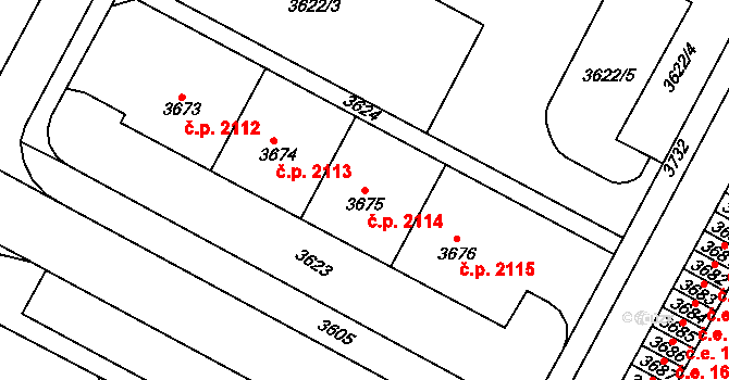 Most 2114 na parcele st. 3675 v KÚ Most II, Katastrální mapa