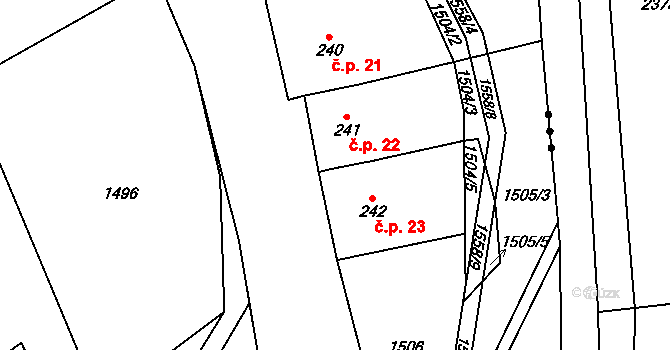 Malinné 23, Prosetín na parcele st. 242 v KÚ Prosetín u Hlinska, Katastrální mapa