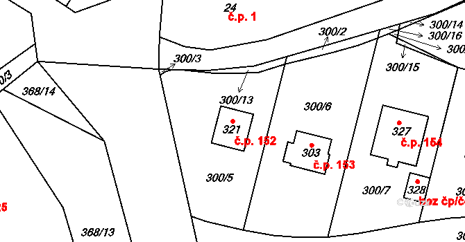 Lipovka 152, Rychnov nad Kněžnou na parcele st. 321 v KÚ Lipovka u Rychnova nad Kněžnou, Katastrální mapa