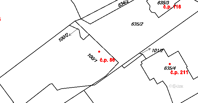 Stachovice 56, Fulnek na parcele st. 100/1 v KÚ Stachovice, Katastrální mapa