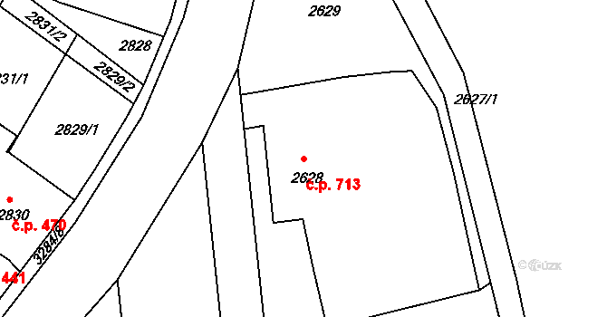 Příbor 713 na parcele st. 2628 v KÚ Příbor, Katastrální mapa