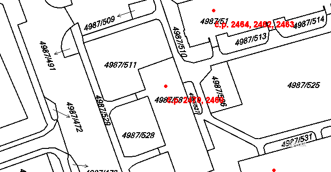 Louny 2469,2470 na parcele st. 4987/58 v KÚ Louny, Katastrální mapa