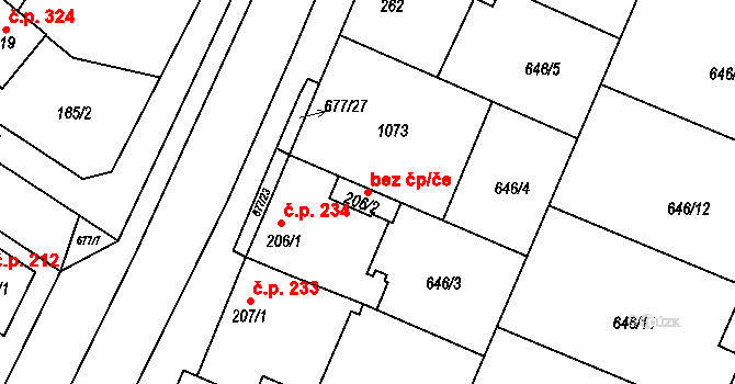Líbeznice 91984998 na parcele st. 206/2 v KÚ Líbeznice, Katastrální mapa