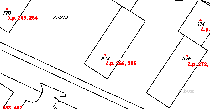 Rokytnice v Orlických horách 265,266 na parcele st. 373 v KÚ Rokytnice v Orlických horách, Katastrální mapa