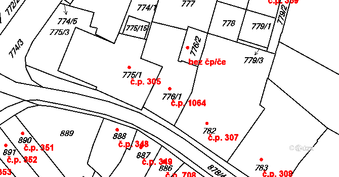 Holešov 1064 na parcele st. 776/1 v KÚ Holešov, Katastrální mapa