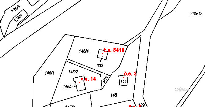 Henčov 5416, Jihlava na parcele st. 333 v KÚ Henčov, Katastrální mapa