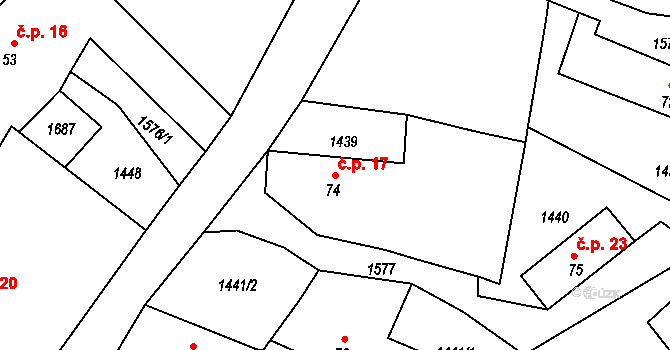 Nová Ves 17, Kbel na parcele st. 74 v KÚ Kbel u Přeštic, Katastrální mapa