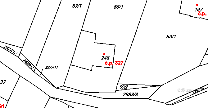 Blížkovice 327 na parcele st. 248 v KÚ Městys Blížkovice, Katastrální mapa