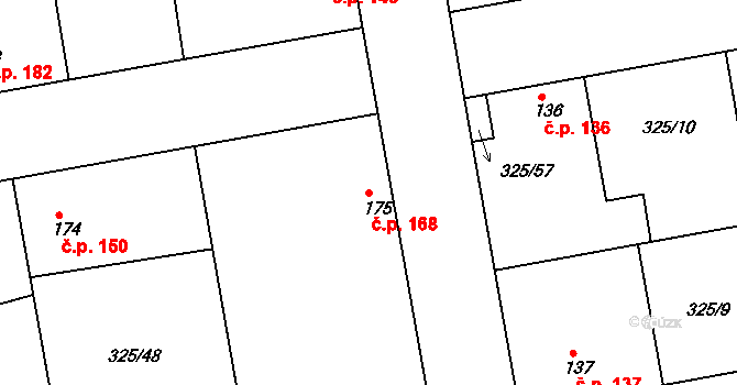 Nehvizdy 168 na parcele st. 175 v KÚ Nehvizdy, Katastrální mapa