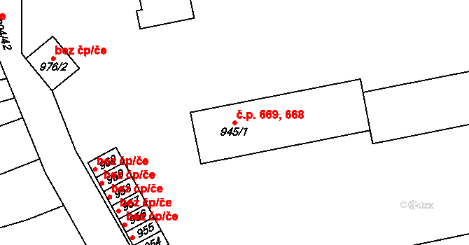 Ždánice 668,669 na parcele st. 945/1 v KÚ Ždánice, Katastrální mapa